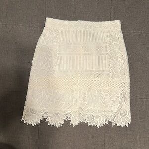 Topshop White Lace Floral Pencil Skirt